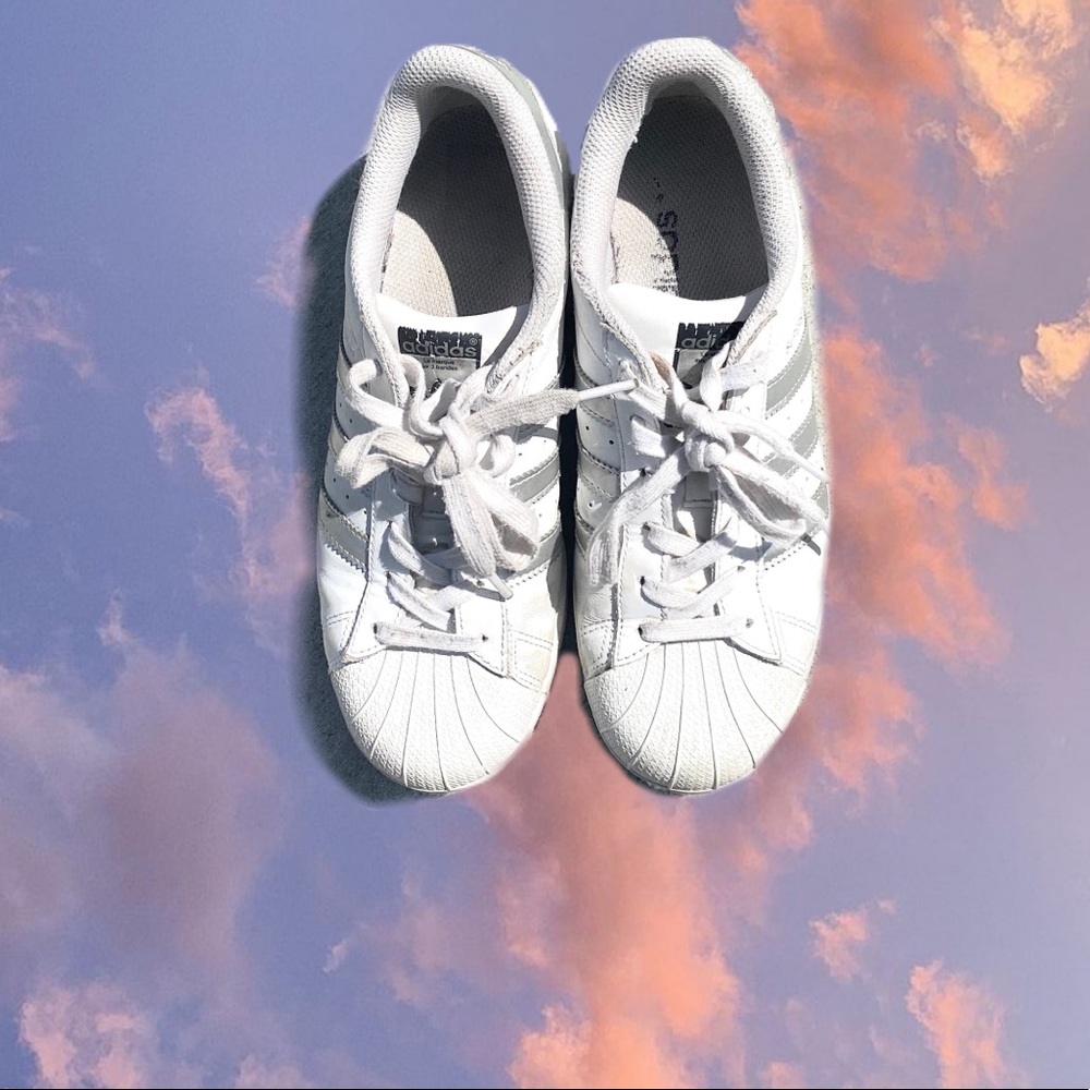 Adidas silver metallic superstars